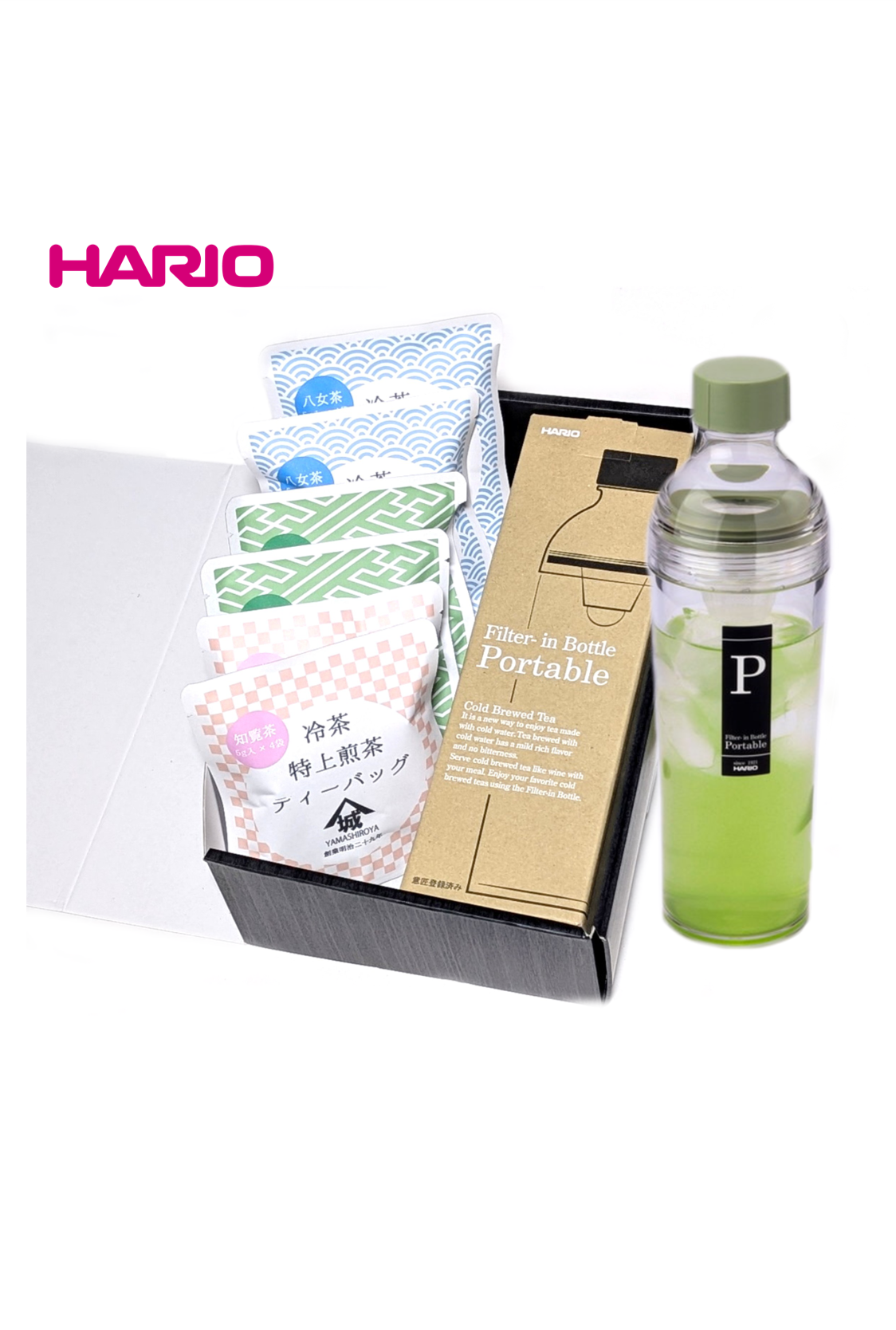 夏翠セット  HARIO400ml＋三銘茶　1袋（4個入り）×6袋